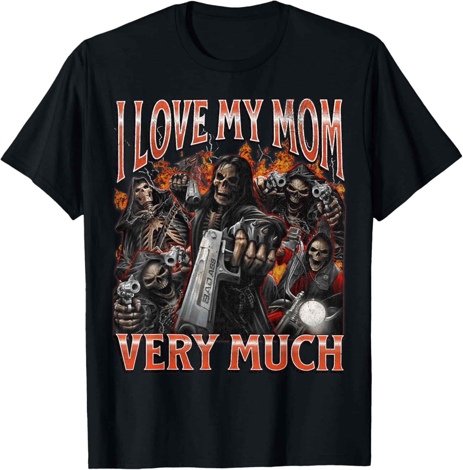 Funny I Love My Mom Skeleton Graphic T-Shirt for Unique Style Lovers - 3