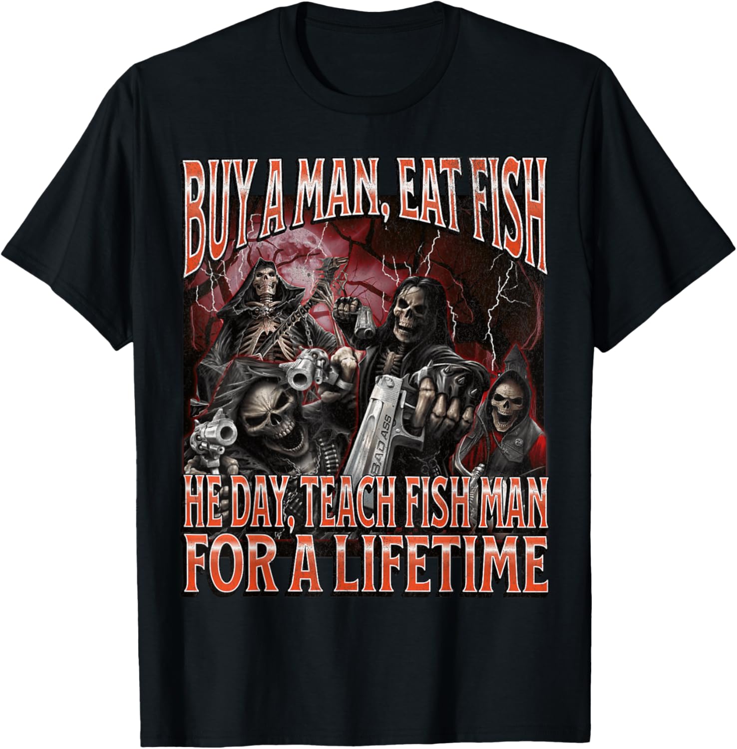 Funny Skeleton Meme T-Shirt for Fish Lovers - Buy Now! - 1