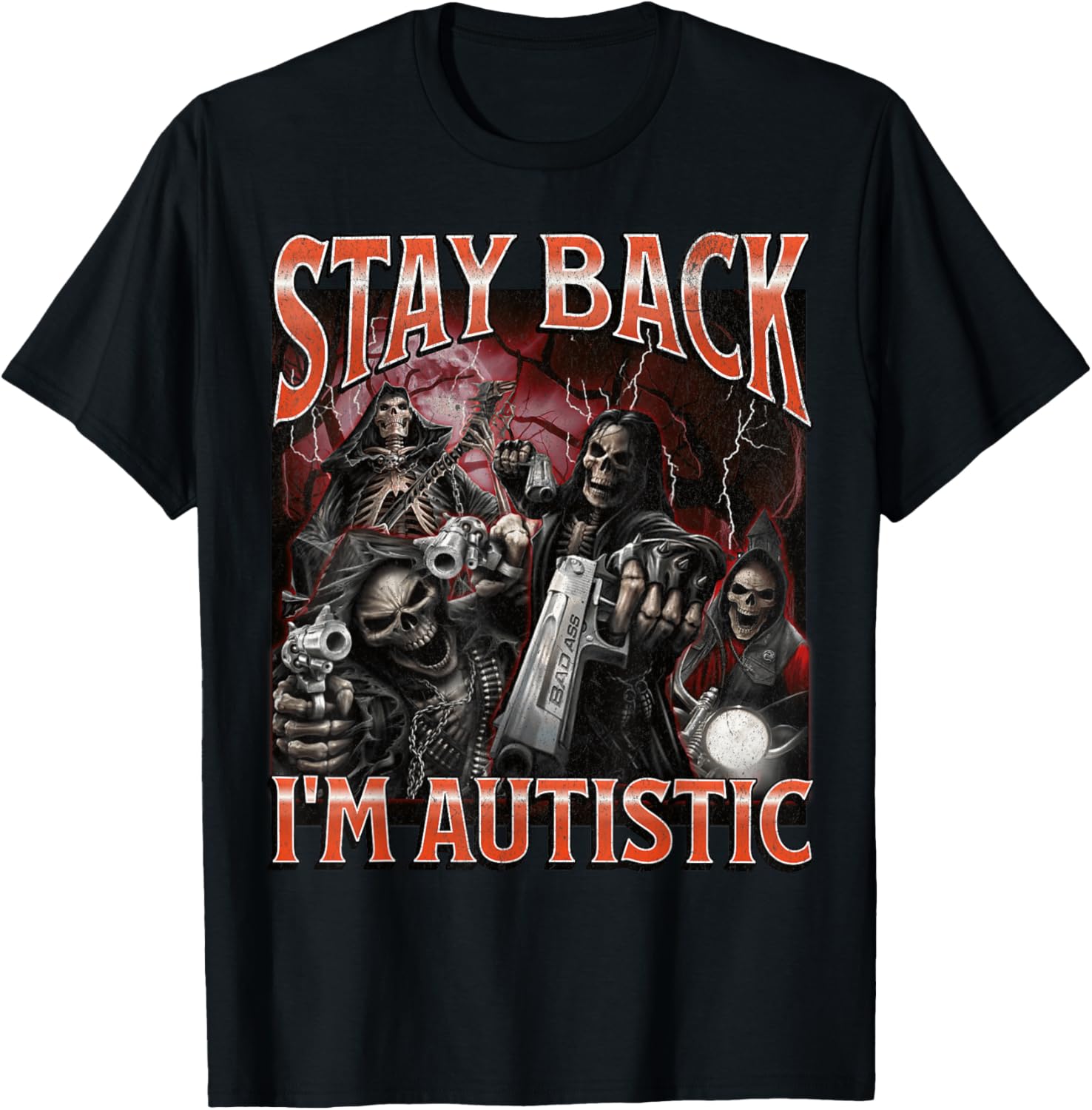 Funny Autistic Hard Skeleton Meme Graphic T-Shirt for Unique Style - 1