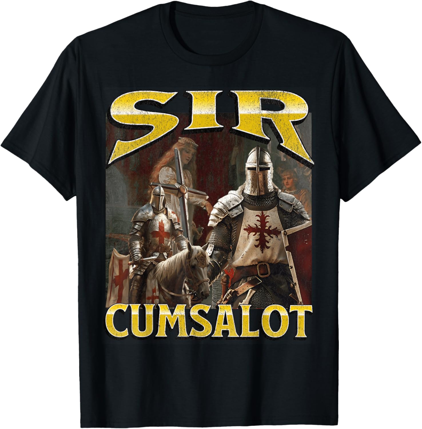 Funny Sir Cumsalot Knight Meme Graphic T-Shirt for Humor Lovers - 1