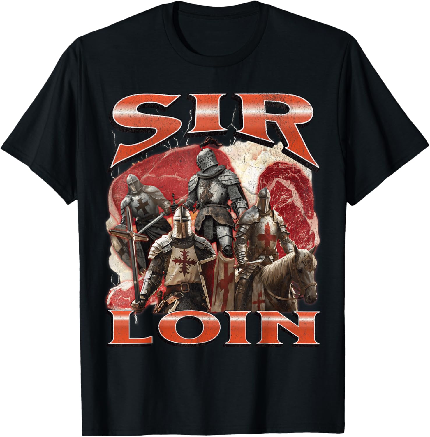 Funny Sir Loin Knight Pun Graphic T-Shirt for Beef Lovers and Humor Fans - 1