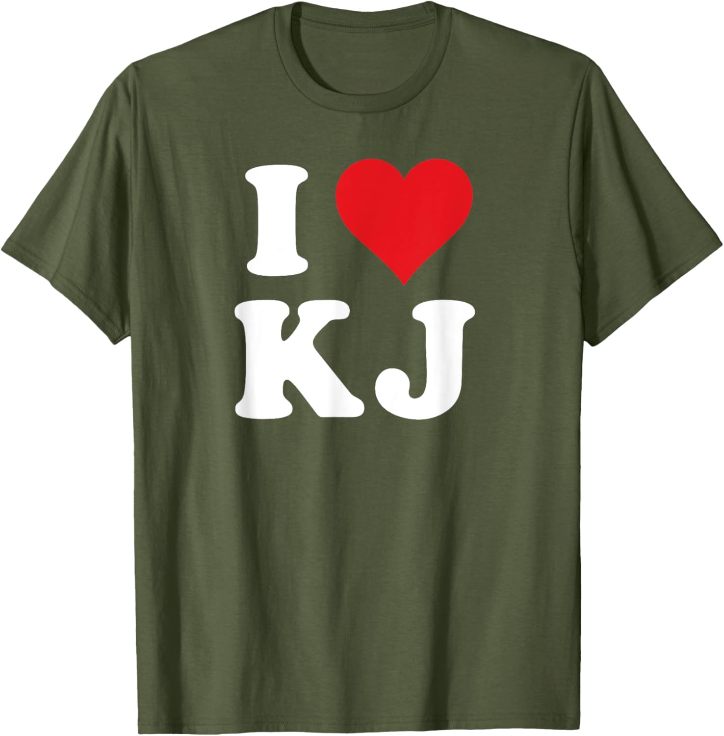 I Love KJ Initials Heart Design K J T-Shirt for Stylish Casual Wear - 2