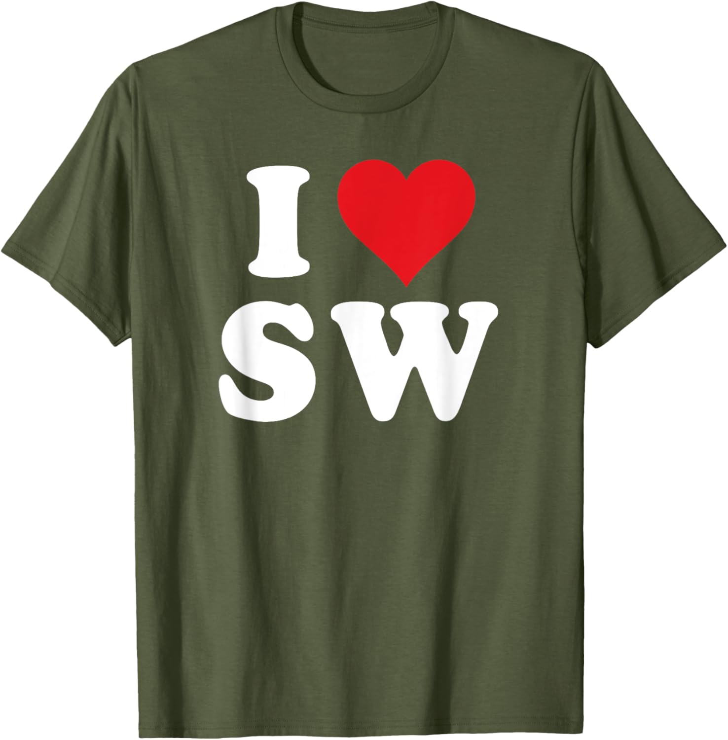 I Love SW Initials Heart T-Shirt for Stylish SW Fans and Gift Ideas - 18