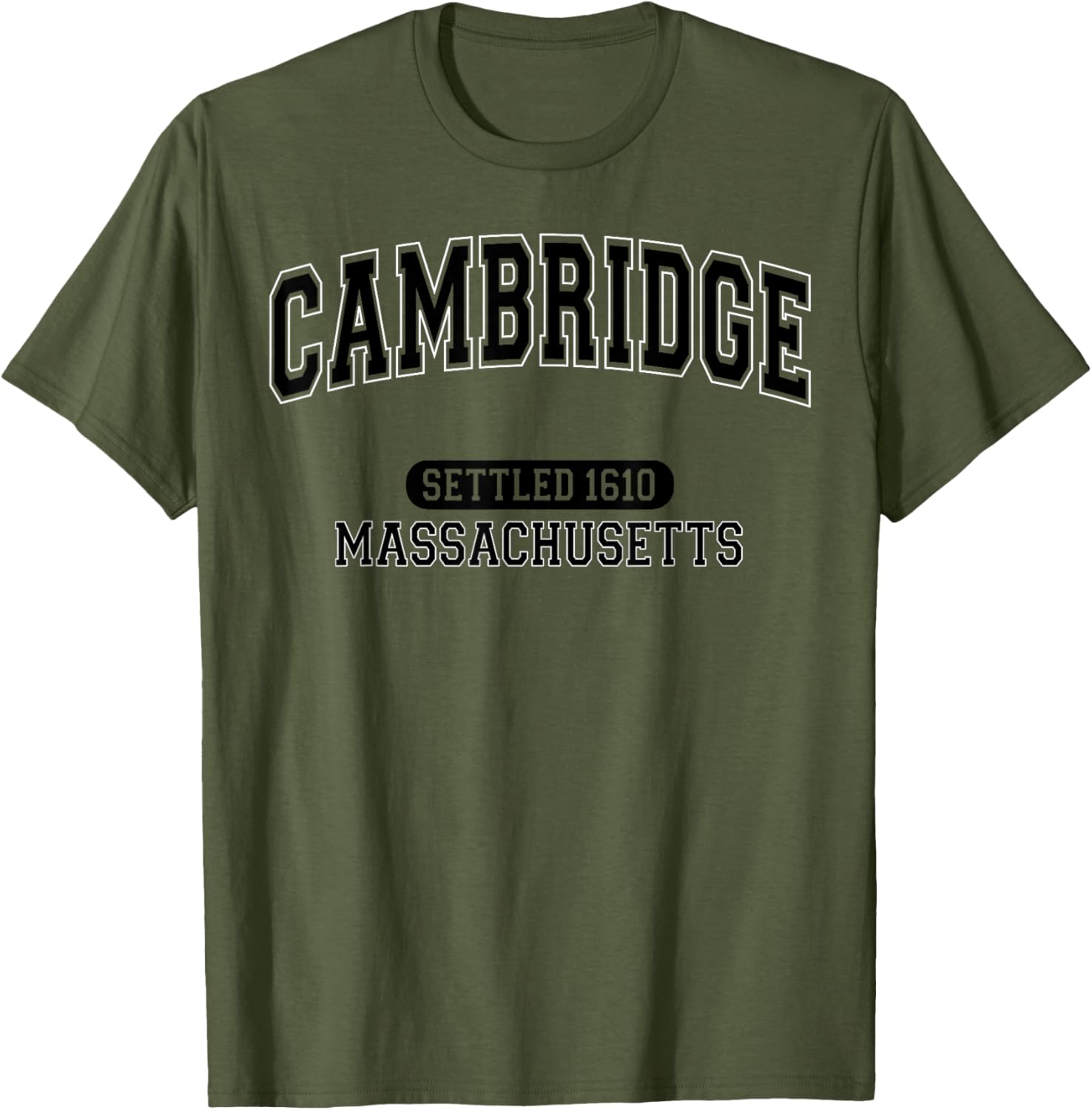 Vintage Arched Black T-Shirt Celebrating Cambridge Massachusetts 1610 - 19