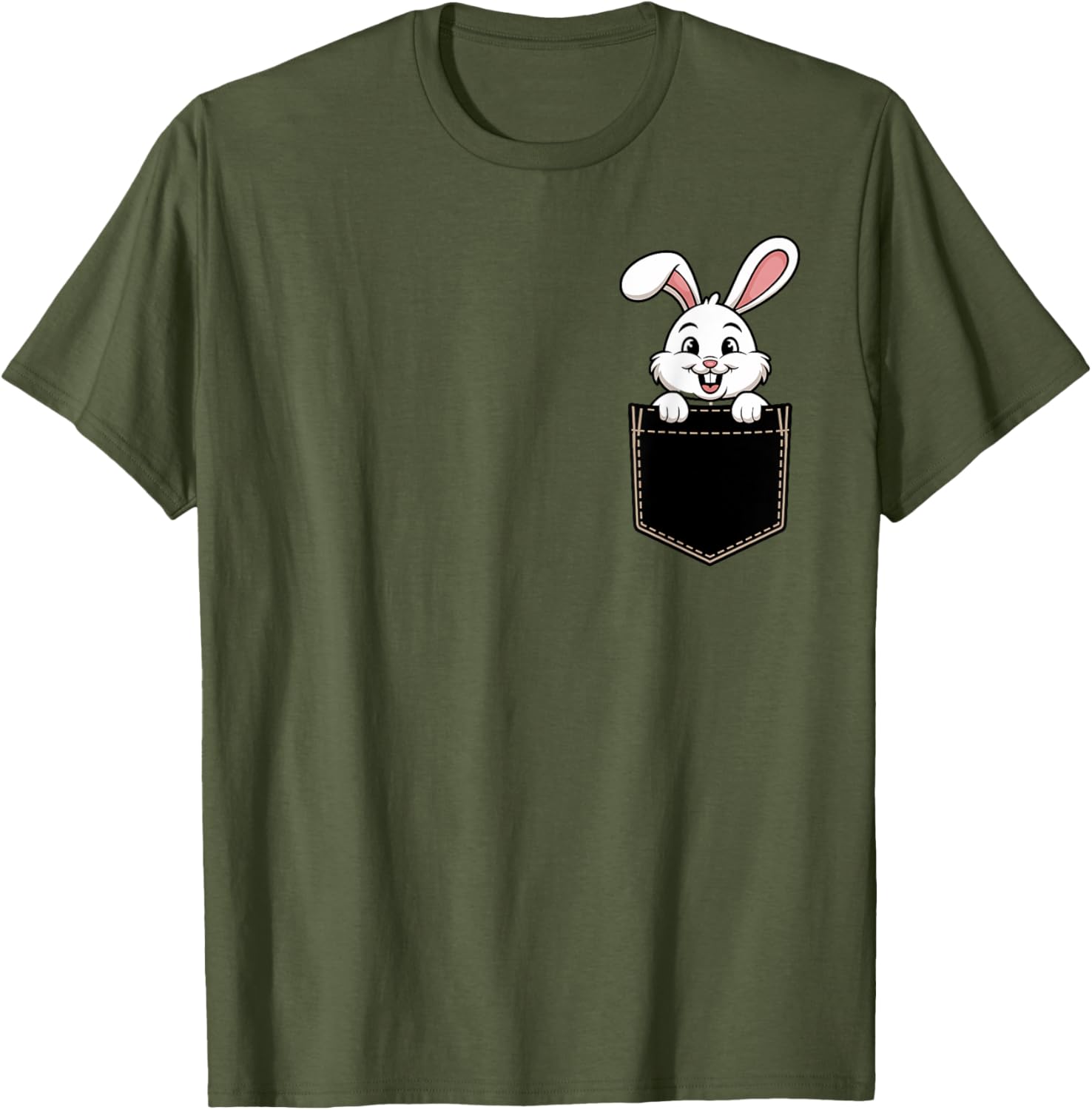 Cute Funny Rabbit Pocket T-Shirt for Men and Women - Adorable Animal Tee - 4