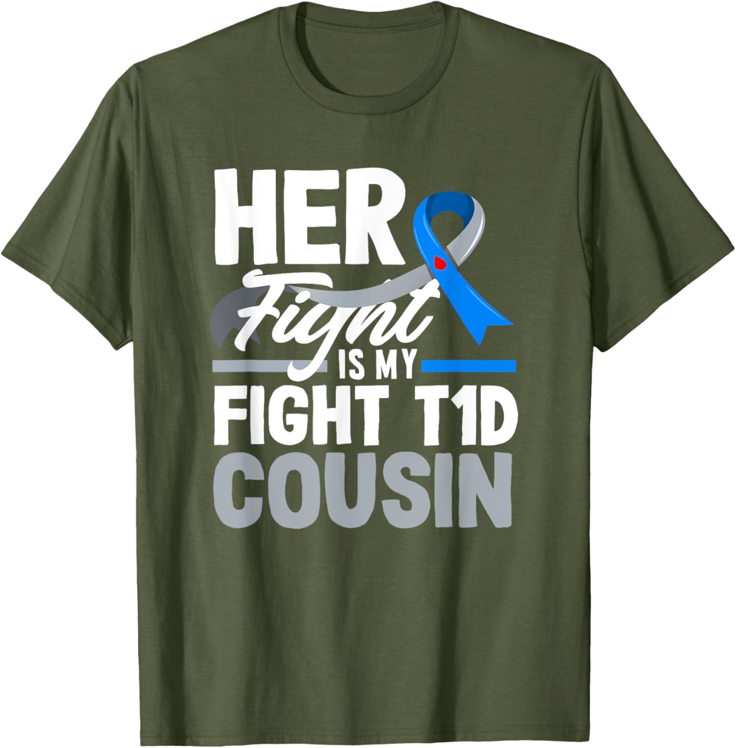 Her Fight Is My Fight T1D Awareness T-Shirt for Diabetes Support Cousins - 5