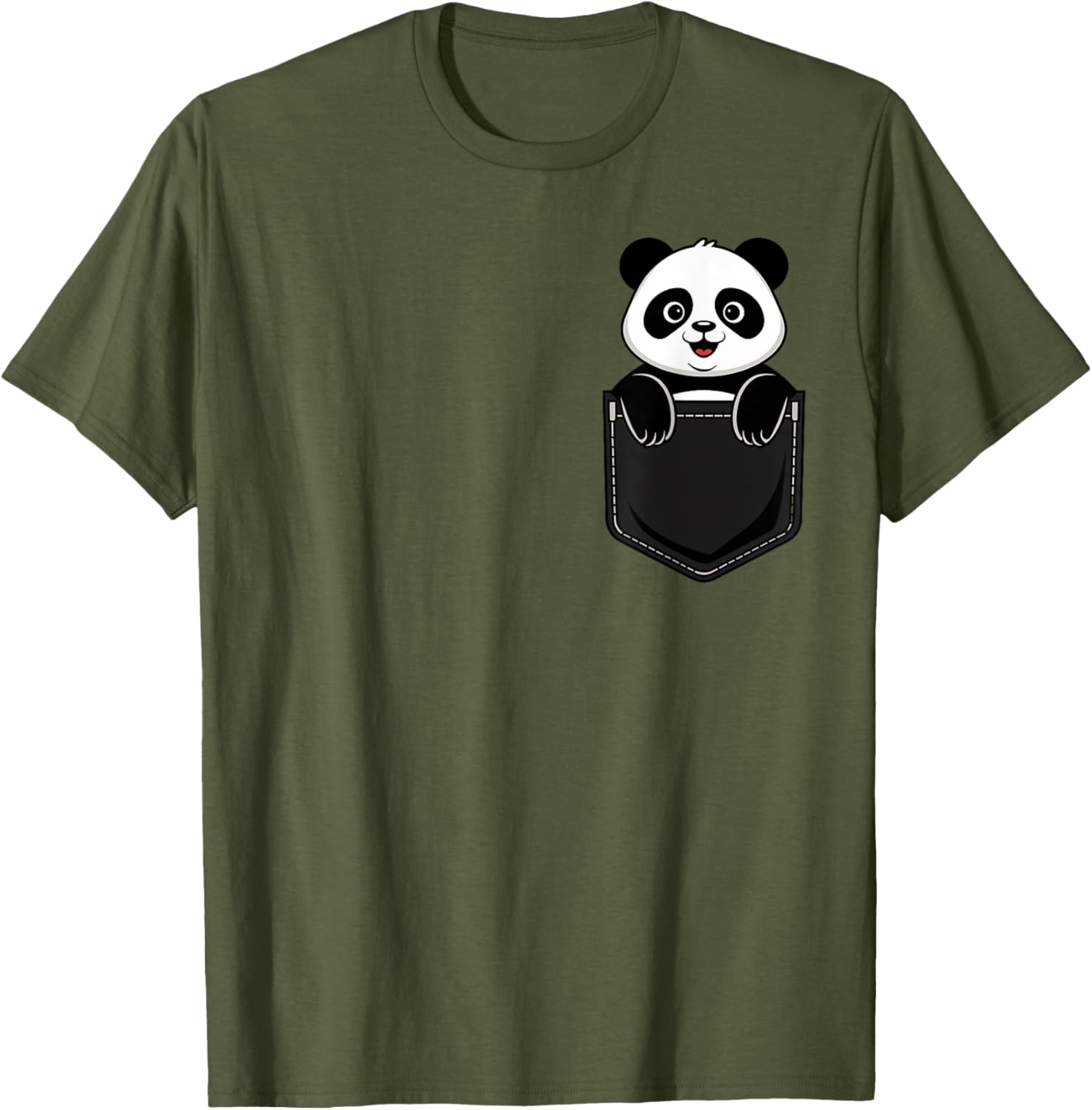 Cute Funny Panda T-Shirt for Men and Women Pocket Animal Design - 24