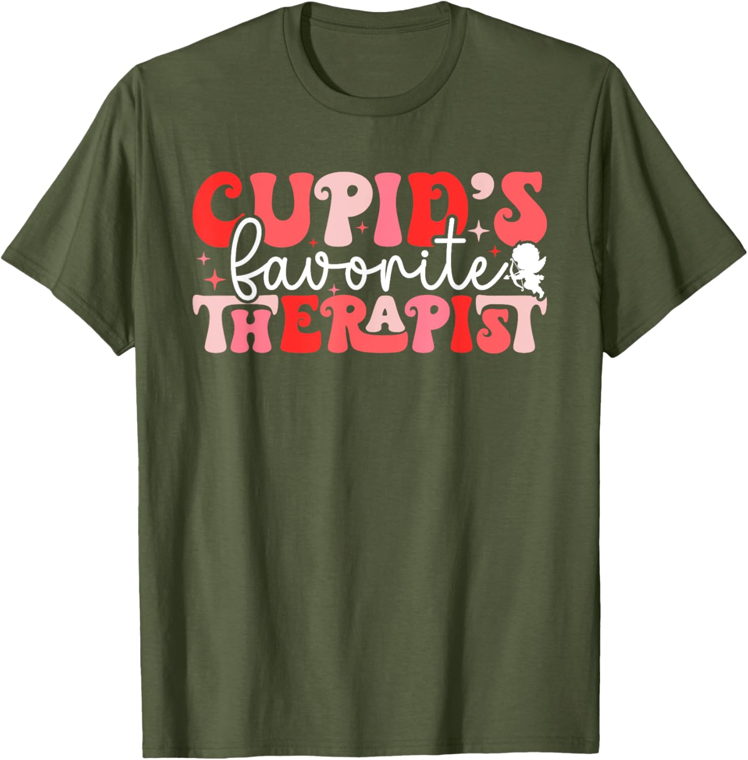 Cupid's Favorite Therapist Groovy Valentine's Day T-Shirt for Women - 10