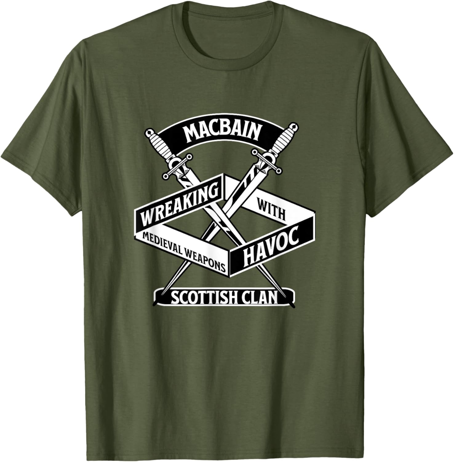 MacBain Clan Wreaking Havoc Medieval Weapons T-Shirt for Men and Women - 14