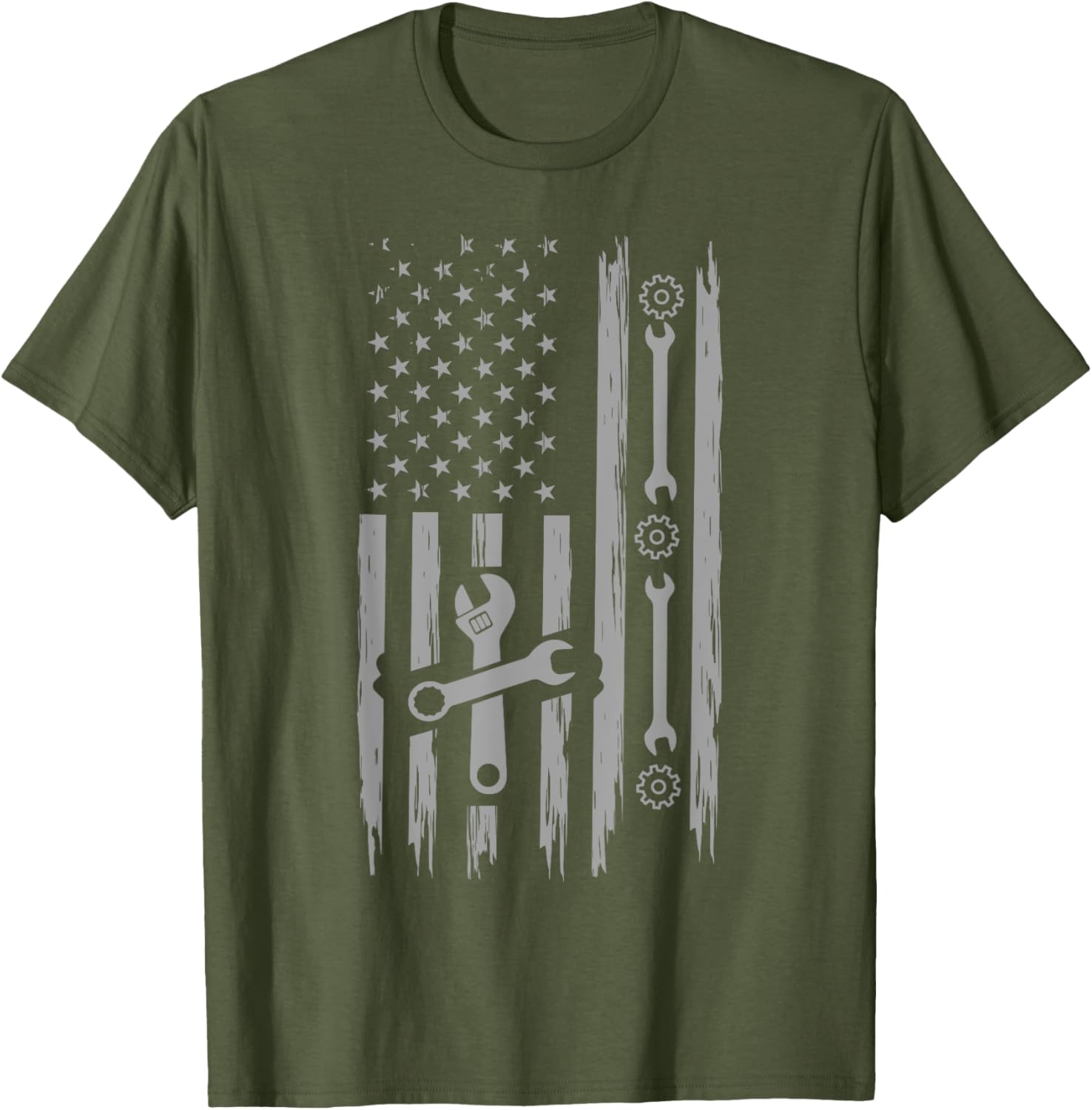 Patriotic American Mechanic Flag T-Shirt for Car Enthusiasts - 8