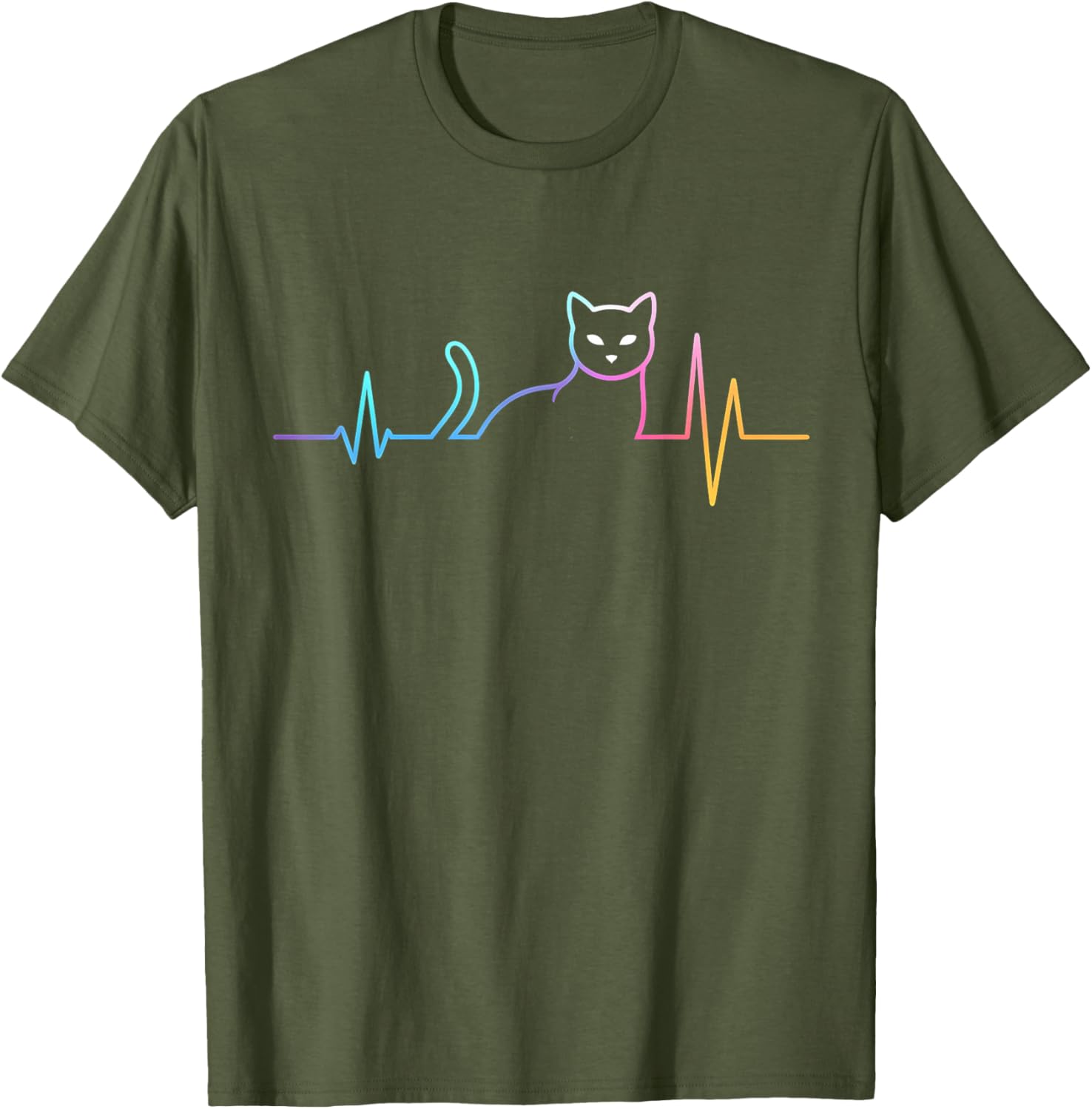 Colorful Heartbeat Cat T-Shirt for Funny Cat Lovers - Gifts for All Ages - 8