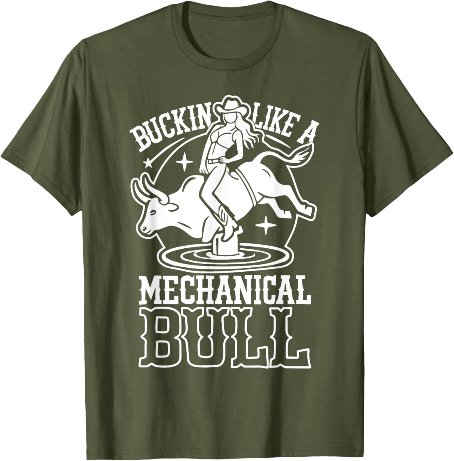 Funny Cowgirl T-Shirt Buckin Like a Mechanical Bull Rodeo Apparel - 14