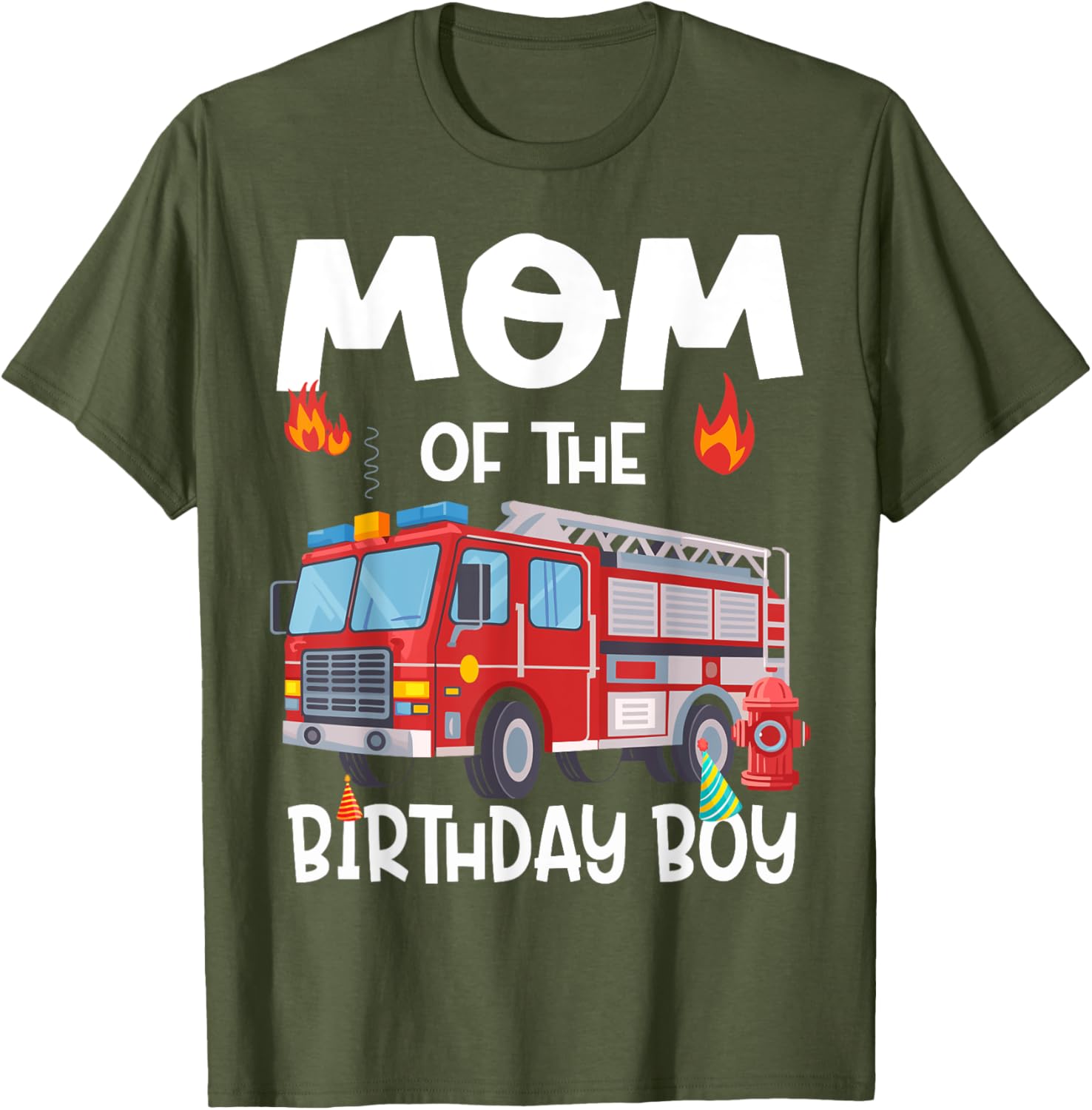 Mom of the Birthday Boy Fire Truck T-Shirt for Firefighter Moms - 2