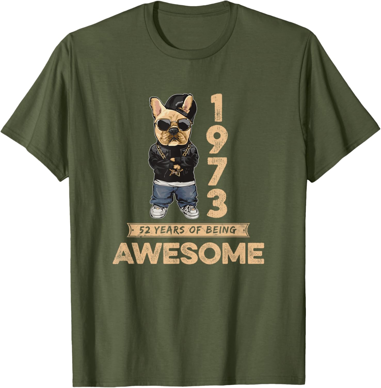 Vintage 1973 Bulldog Dog T-Shirt Celebrate 52 Years of Awesomeness - 1