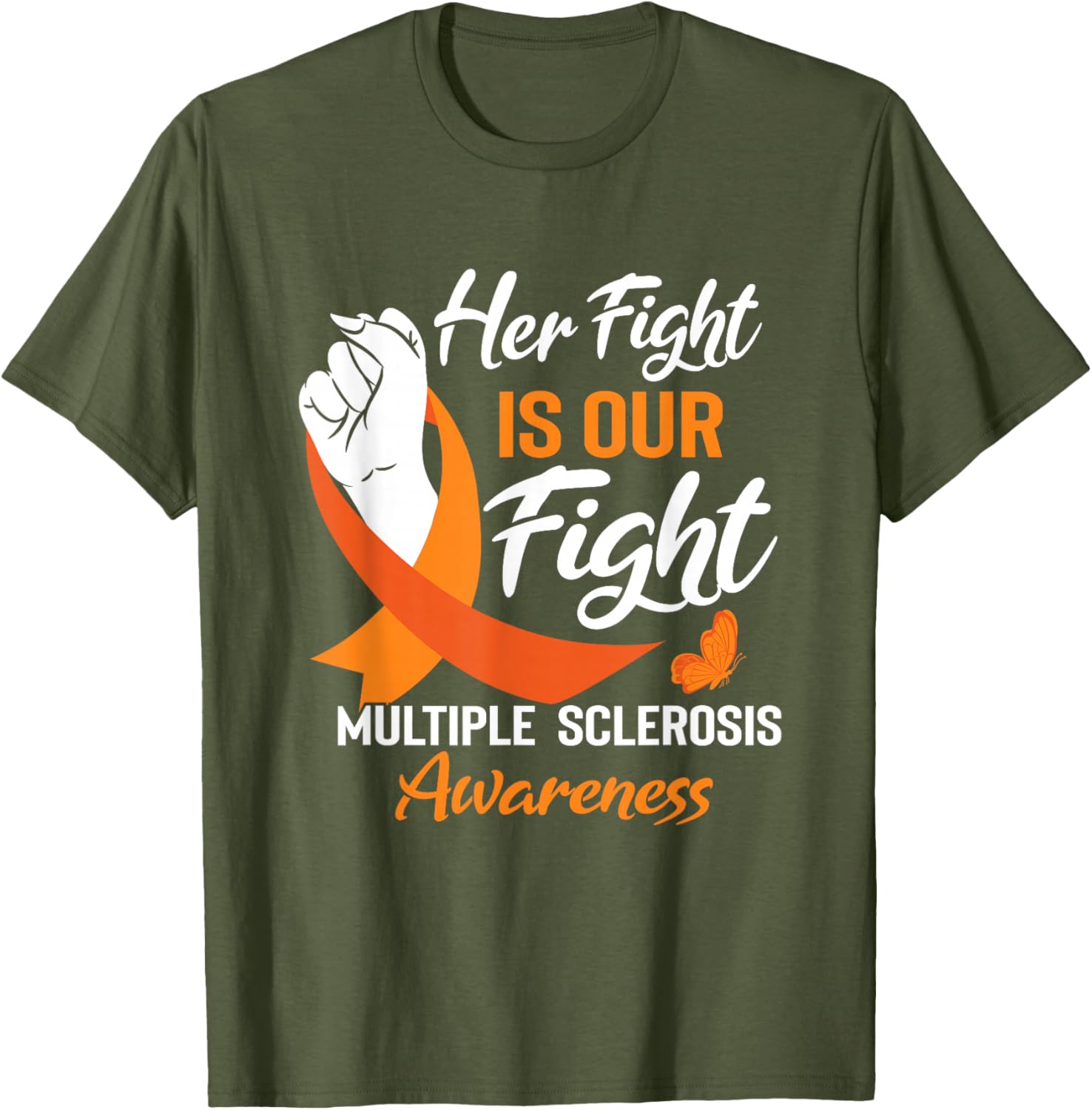 MS Multiple Sclerosis Awareness Orange Ribbon T-Shirt for Supporters - 19