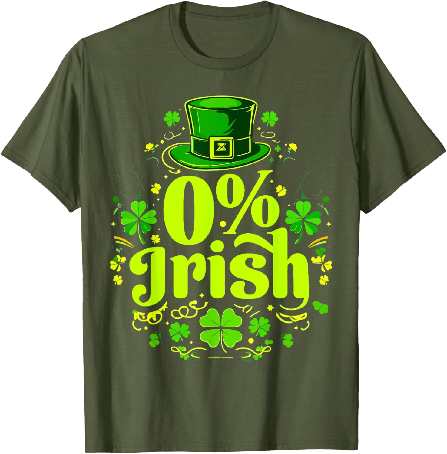 Funny 0% Irish St. Patrick's Day Zero Percent Graphic T-Shirt for Fun - 6