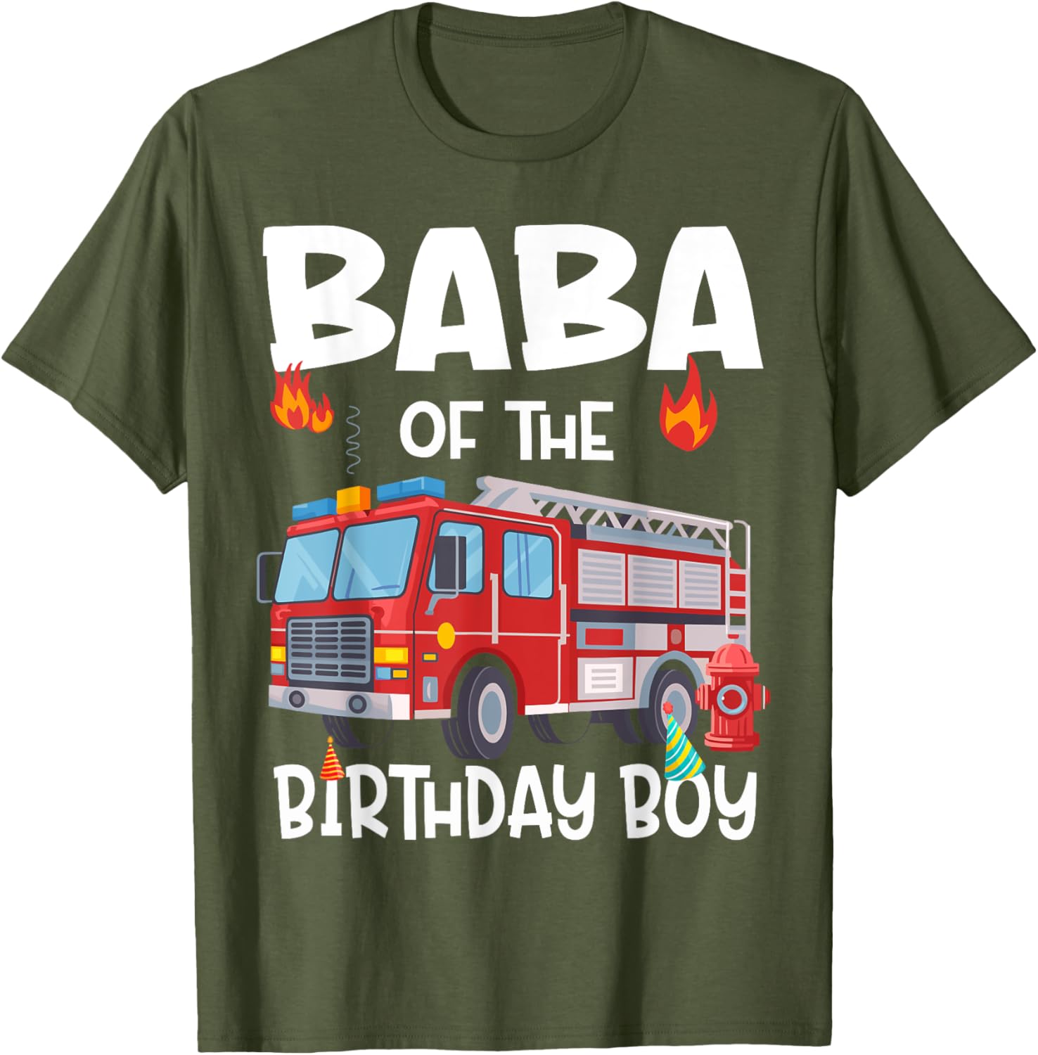 Funny Baba of the Birthday Boy Fire Truck Dad T-Shirt for Celebrations - 10