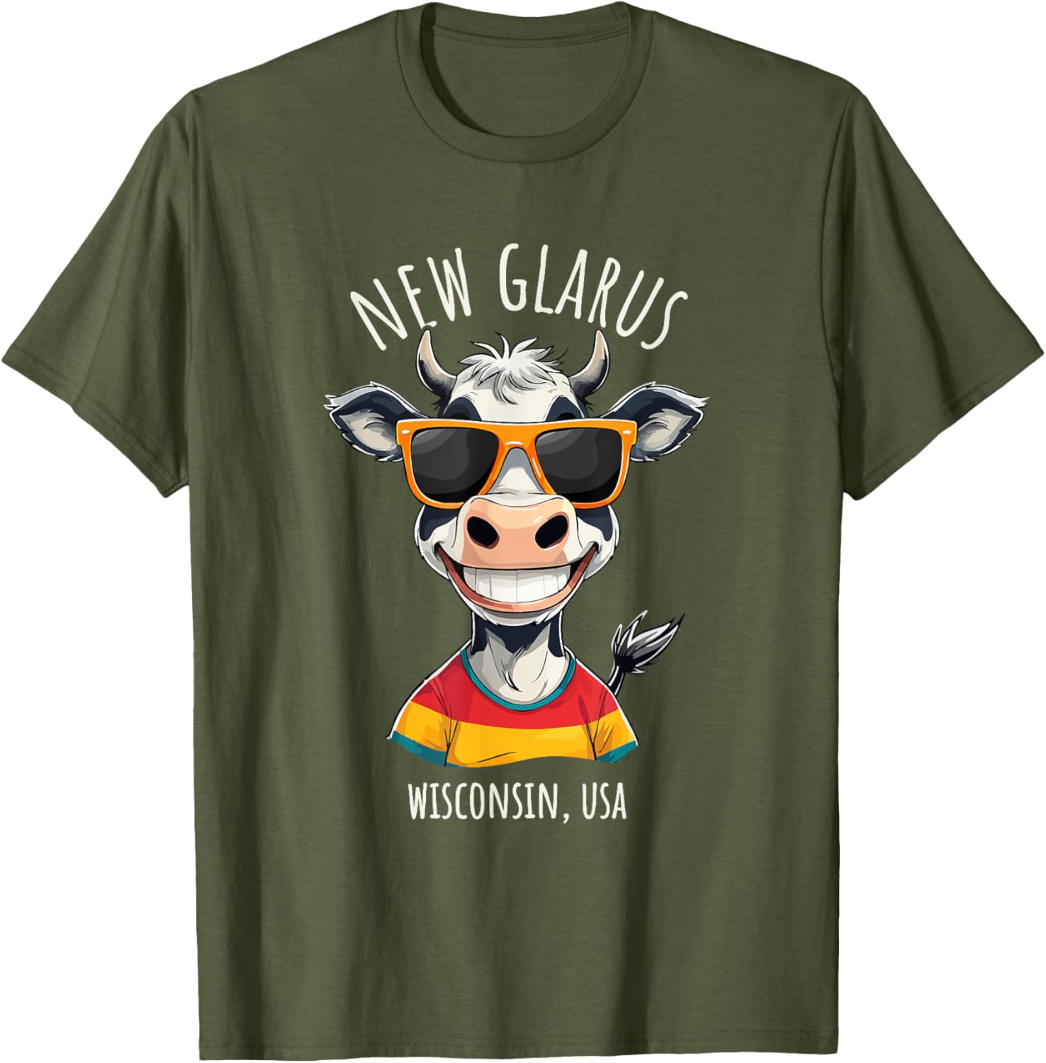 Funny Cow Cartoon T-Shirt from New Glarus WI USA - Unique Gift Idea - 11