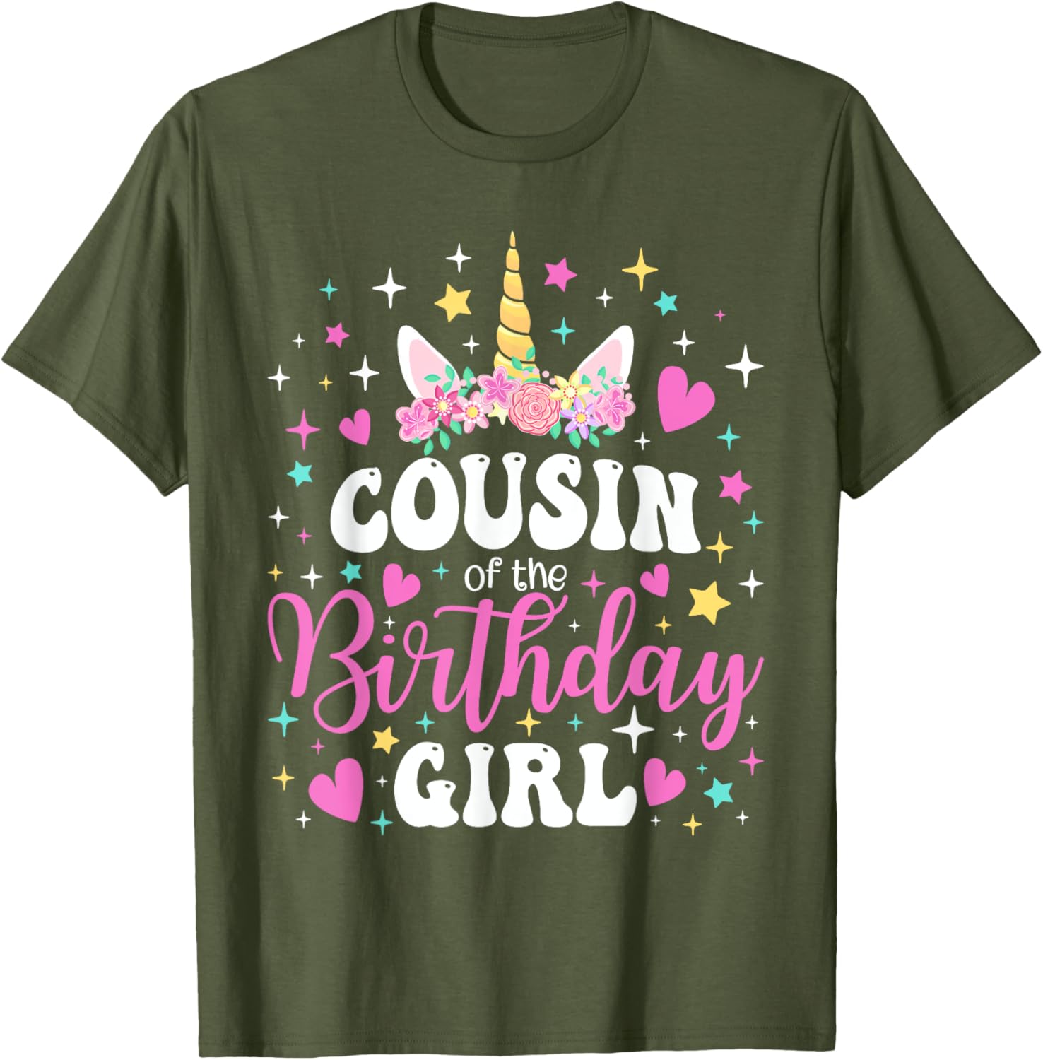 Unicorn Cousin of the Birthday Girl Matching Family T-Shirt Fun Gift - 25