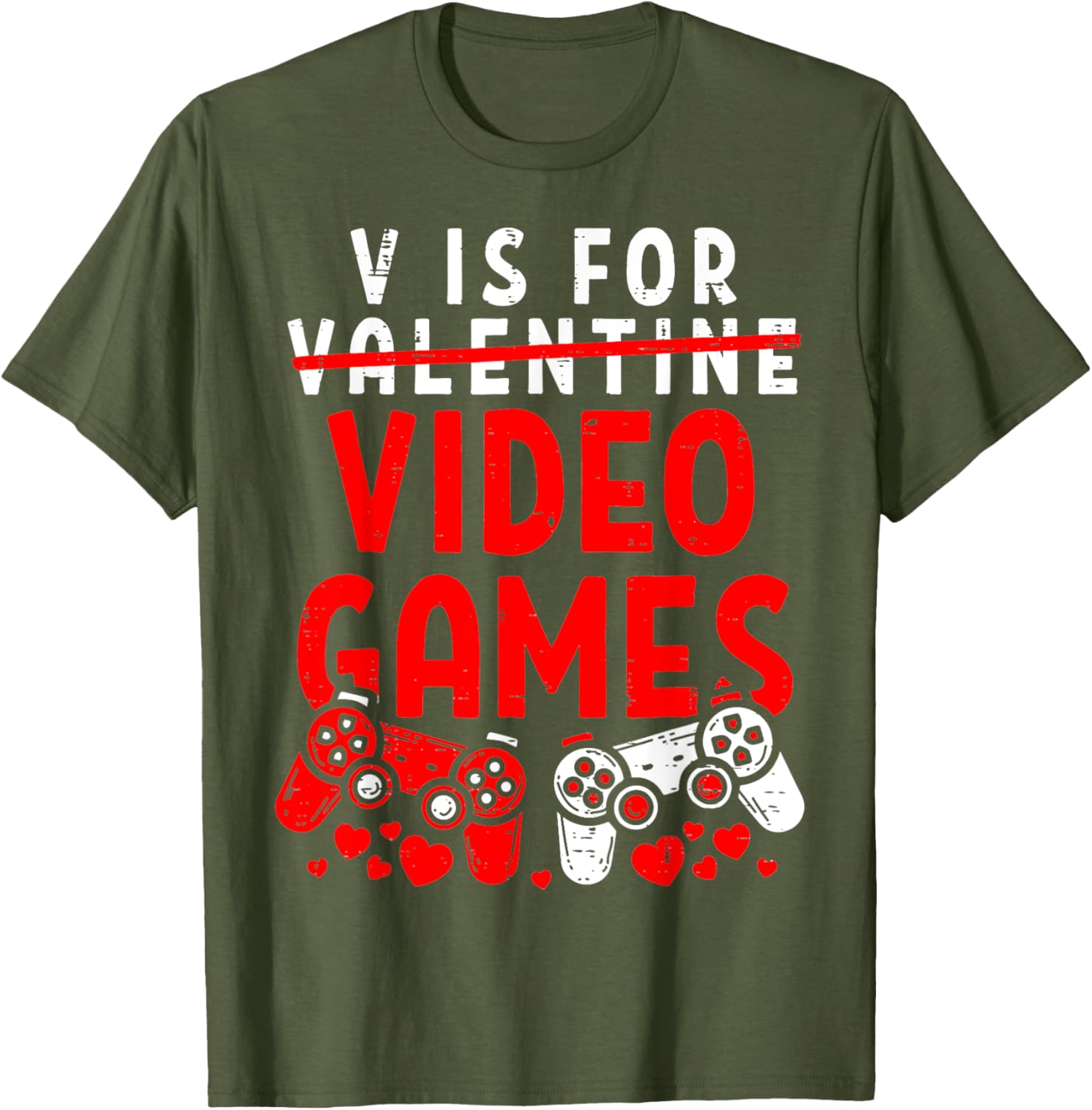 Funny V Is For Video Games Valentine's Day T-Shirt for Gamer Men - 17