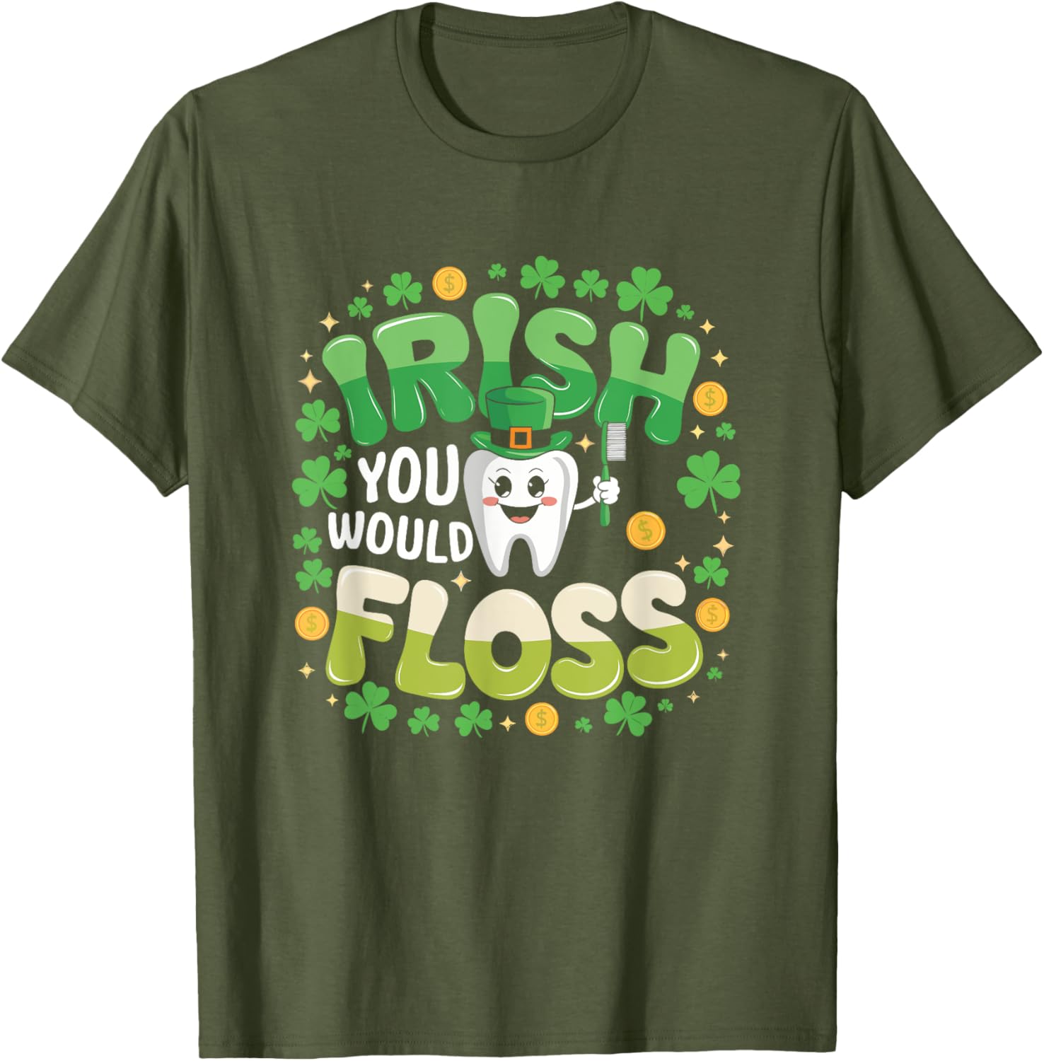 Retro Irish St Patrick's Day Flossing Dentist T-Shirt for Fun Celebrations - 11