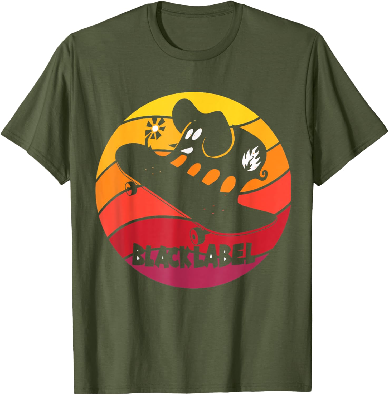 Vintage Elephant Skateboard T-Shirt Retro Black Label Apparel - 1