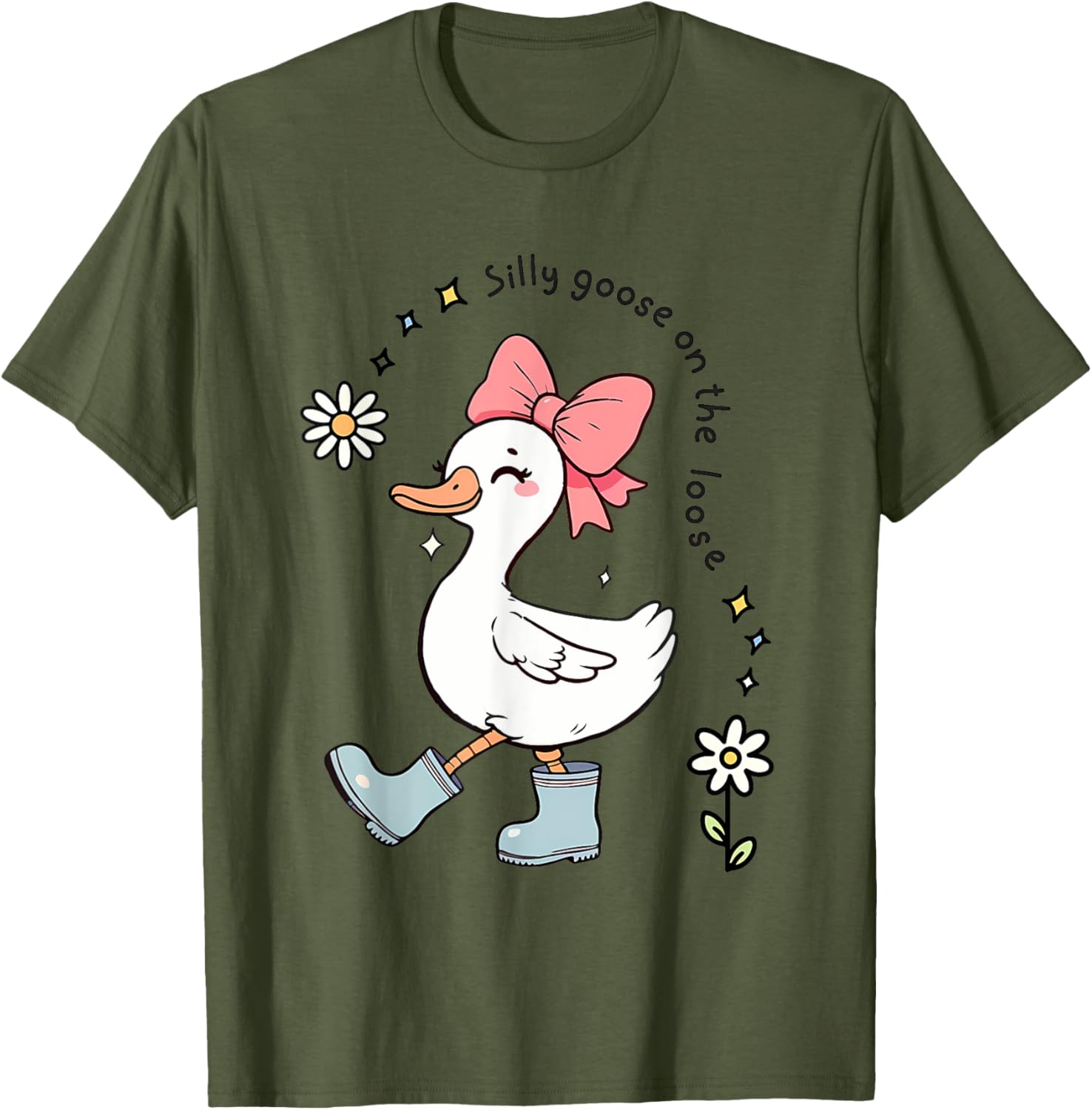 Funny Silly Goose On The Loose Kids T-Shirt for Girls - Adorable Design - 5