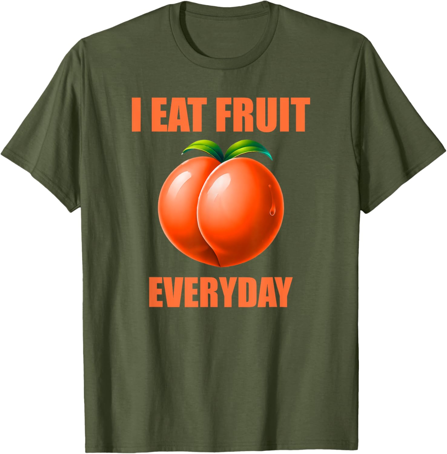 Funny Peach Eating Peaches All Day T-Shirt for Men - Humorous Apparel - 1