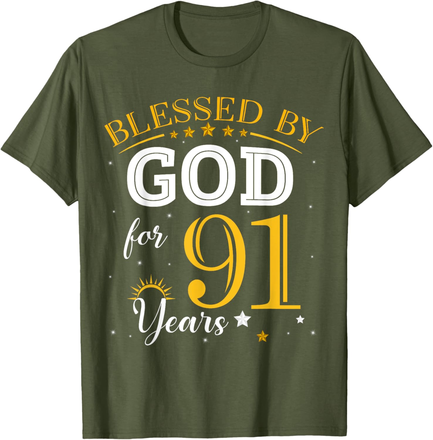 Vintage Blessed by God 91 Years Old Birthday Girl T-Shirt Gift - 1