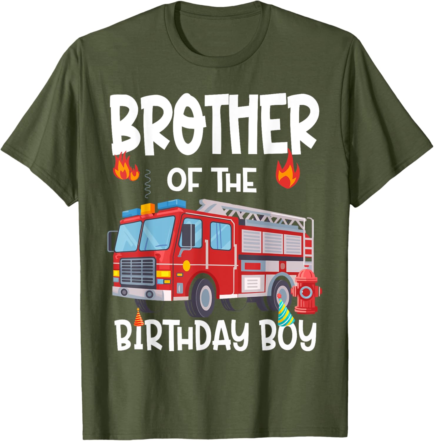 Brother of the Birthday Boy Fire Truck T-Shirt for Fun Celebrations - 9