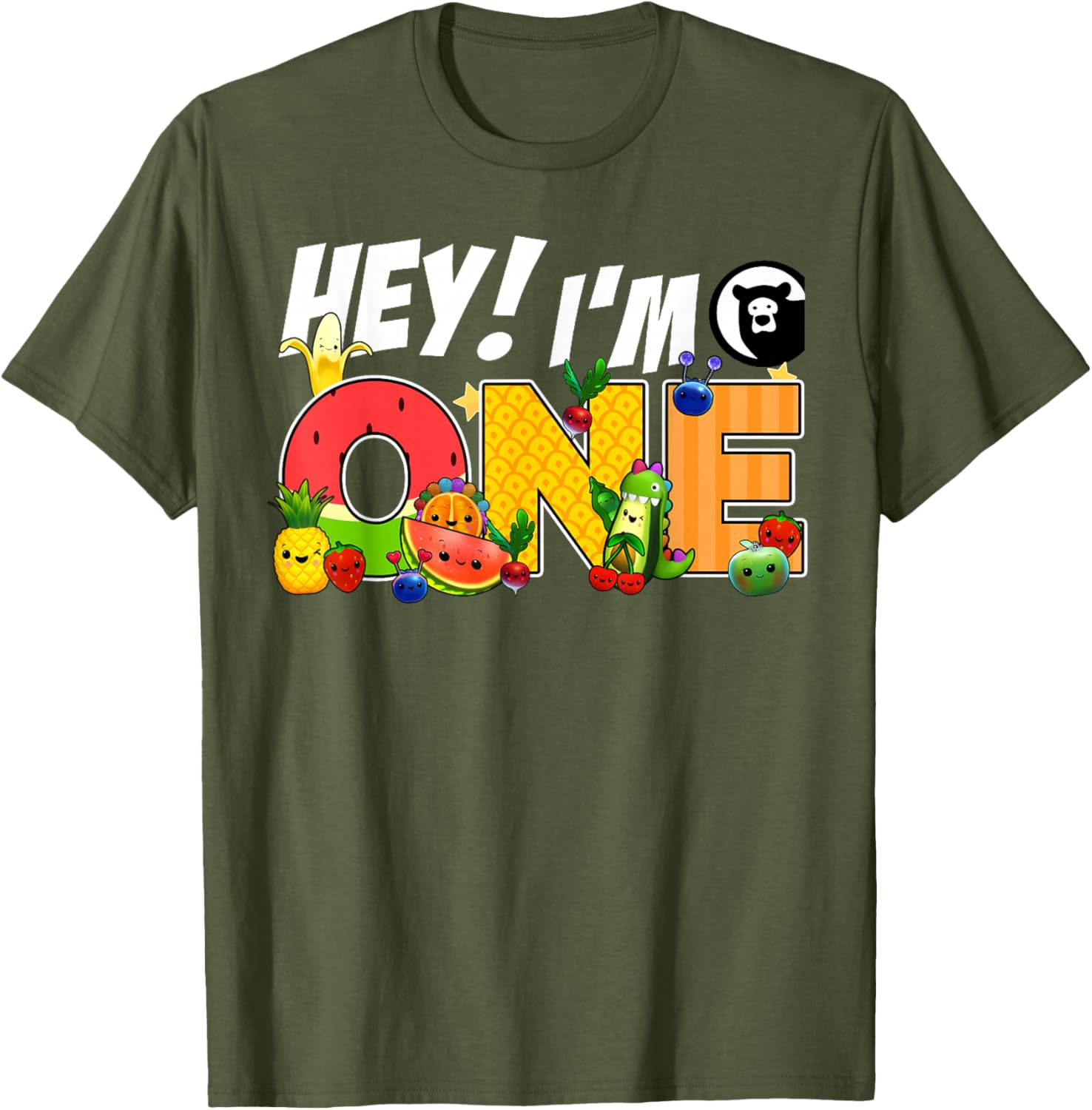 Funny Hey I'm One Birthday Boy T-Shirt for Kids with Cute Fruit Design - 15