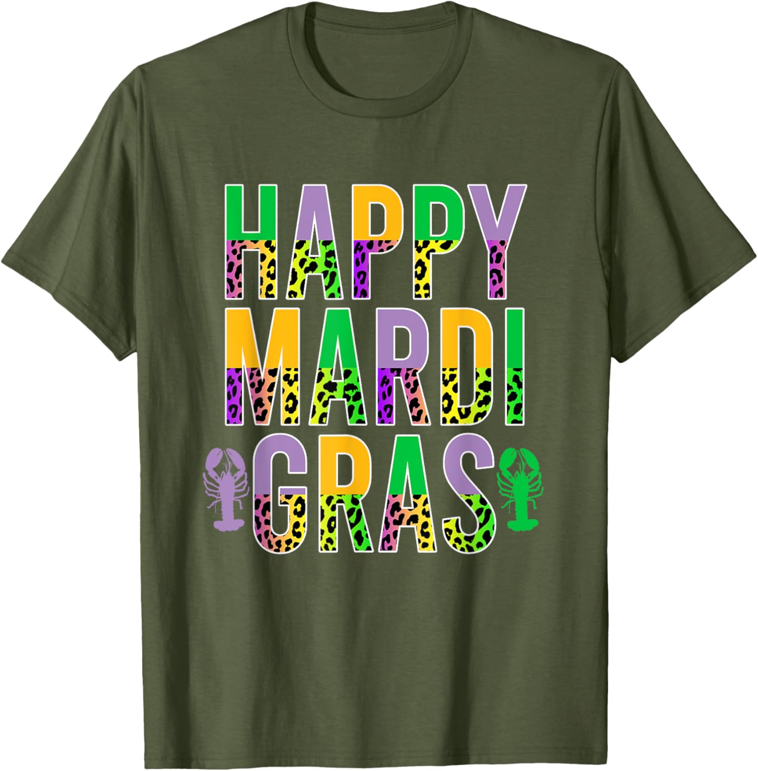 Happy Mardi Gras Leopard Print Crawfish T-Shirt for Men Women Kids - 8