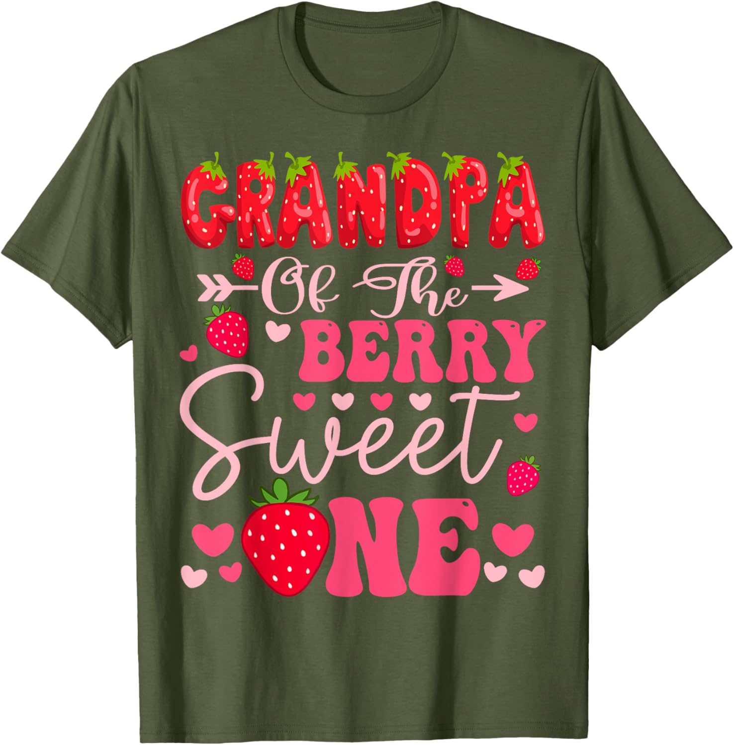 Adorable Grandpa Of The Berry Sweet One Strawberry Birthday T-Shirt - 7