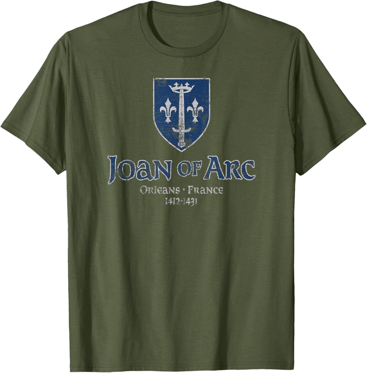 Distressed Joan of Arc Crest Orleans T-Shirt for History Lovers - 22
