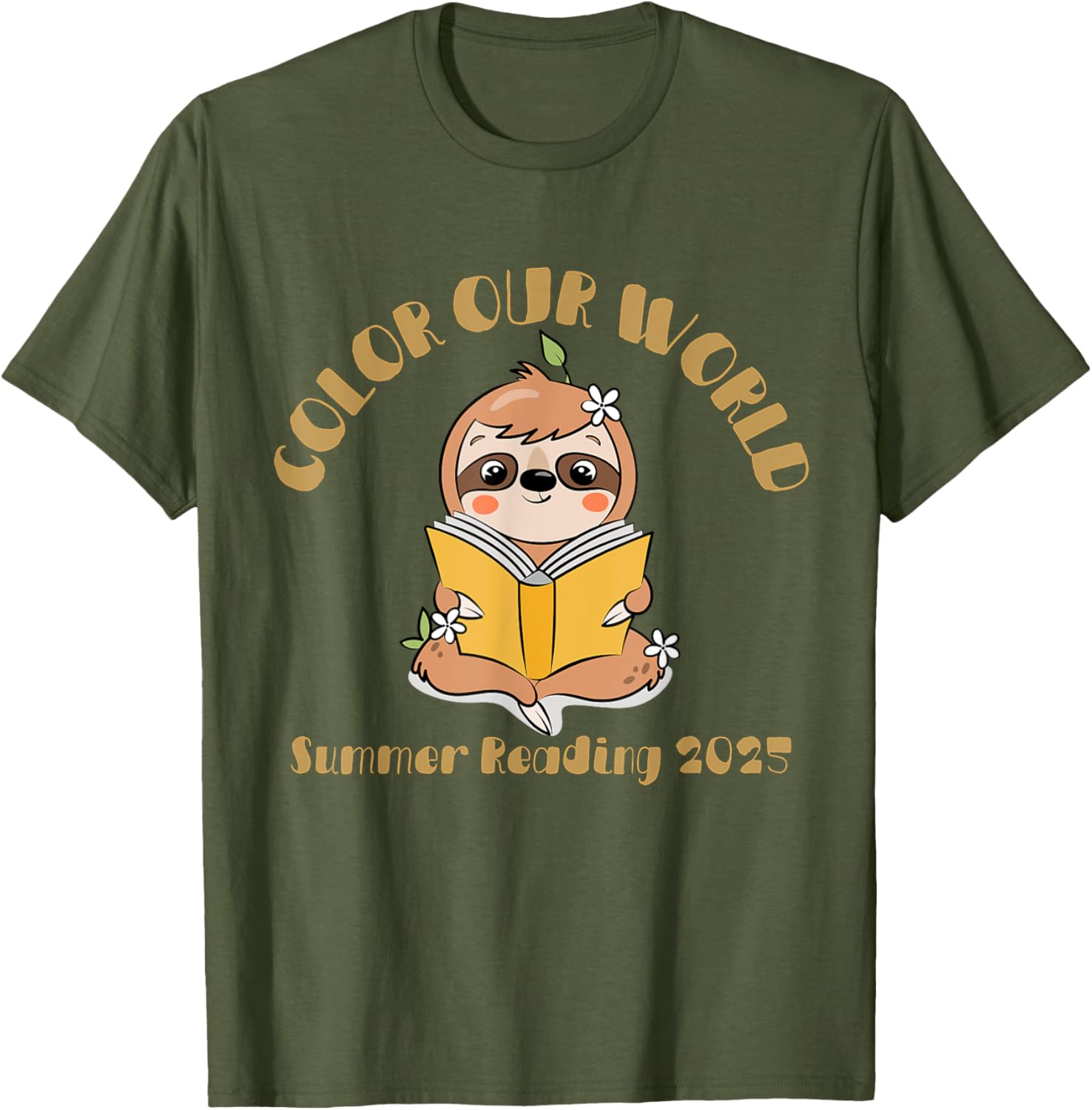 Color Our World 2025 Summer Reading Program Sloth T-Shirt for Kids - 20