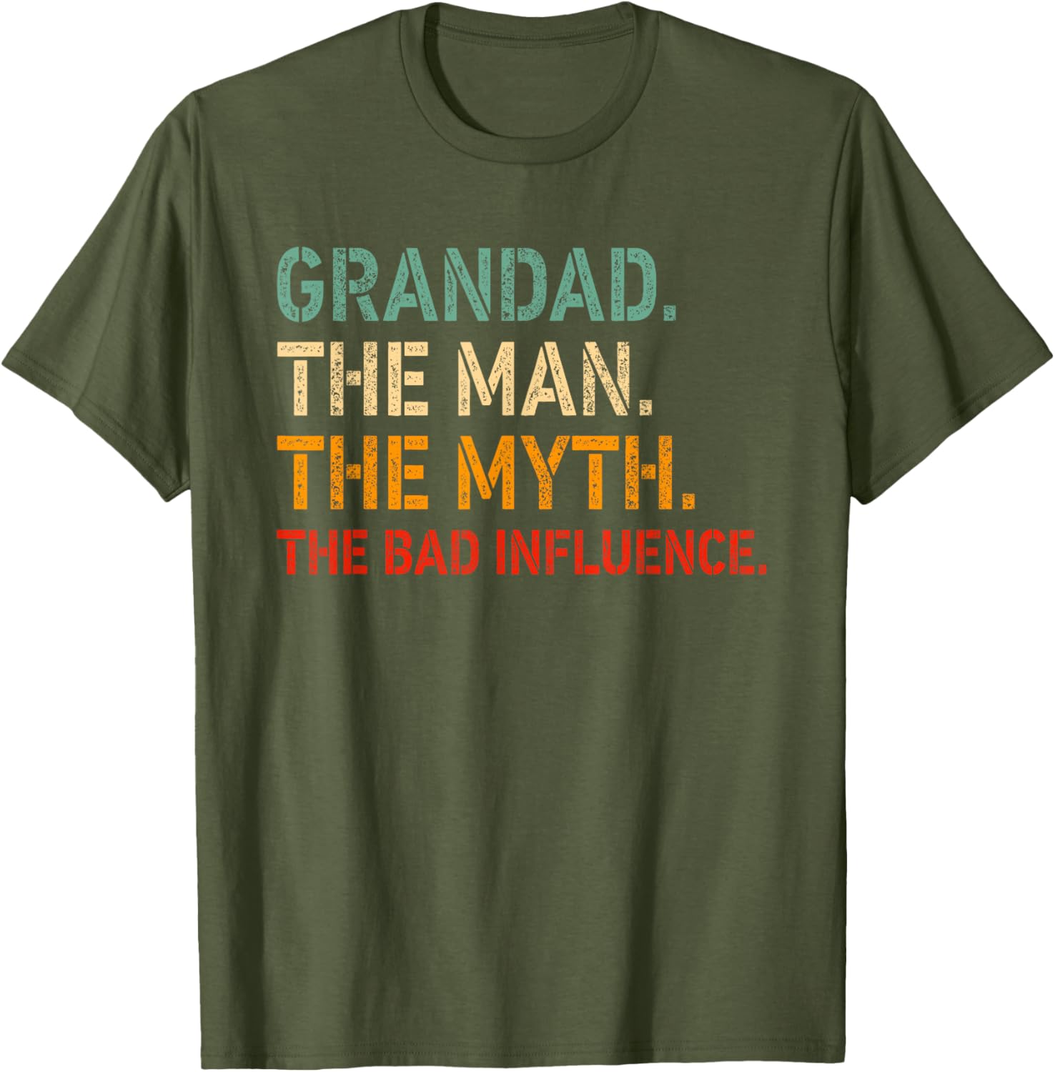 Funny GRANDAD T-Shirt for Men The Man The Myth The Bad Influence Apparel - 16