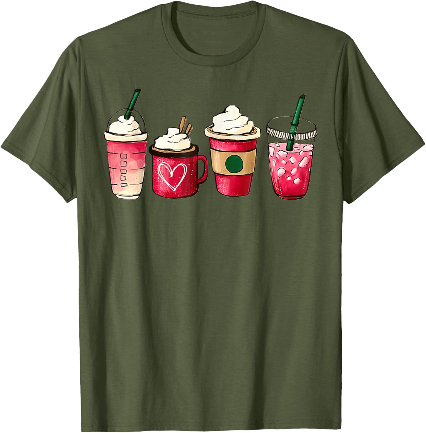 Valentine Heart Latte Iced Coffee T-Shirt for Coffee Lovers - 2