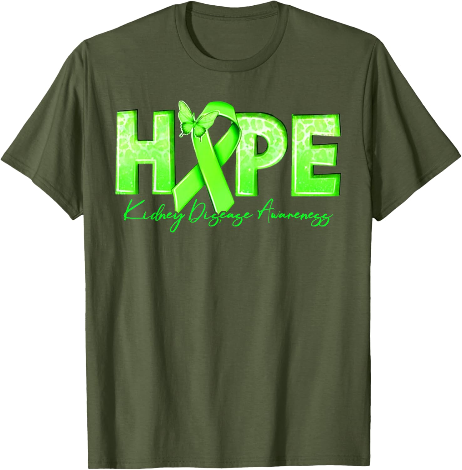 Hope Kidney Disease Awareness Green Ribbon T-Shirt for Renal Health Support - 2