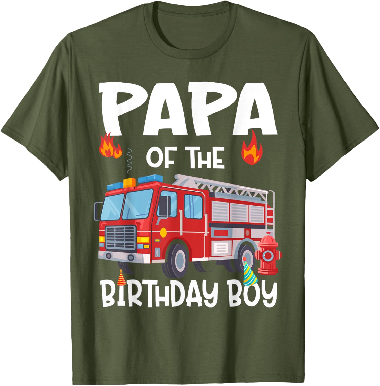 Papa of the Birthday Boy Fire Truck Firefighter Dad T-Shirt Perfect Gift - 8