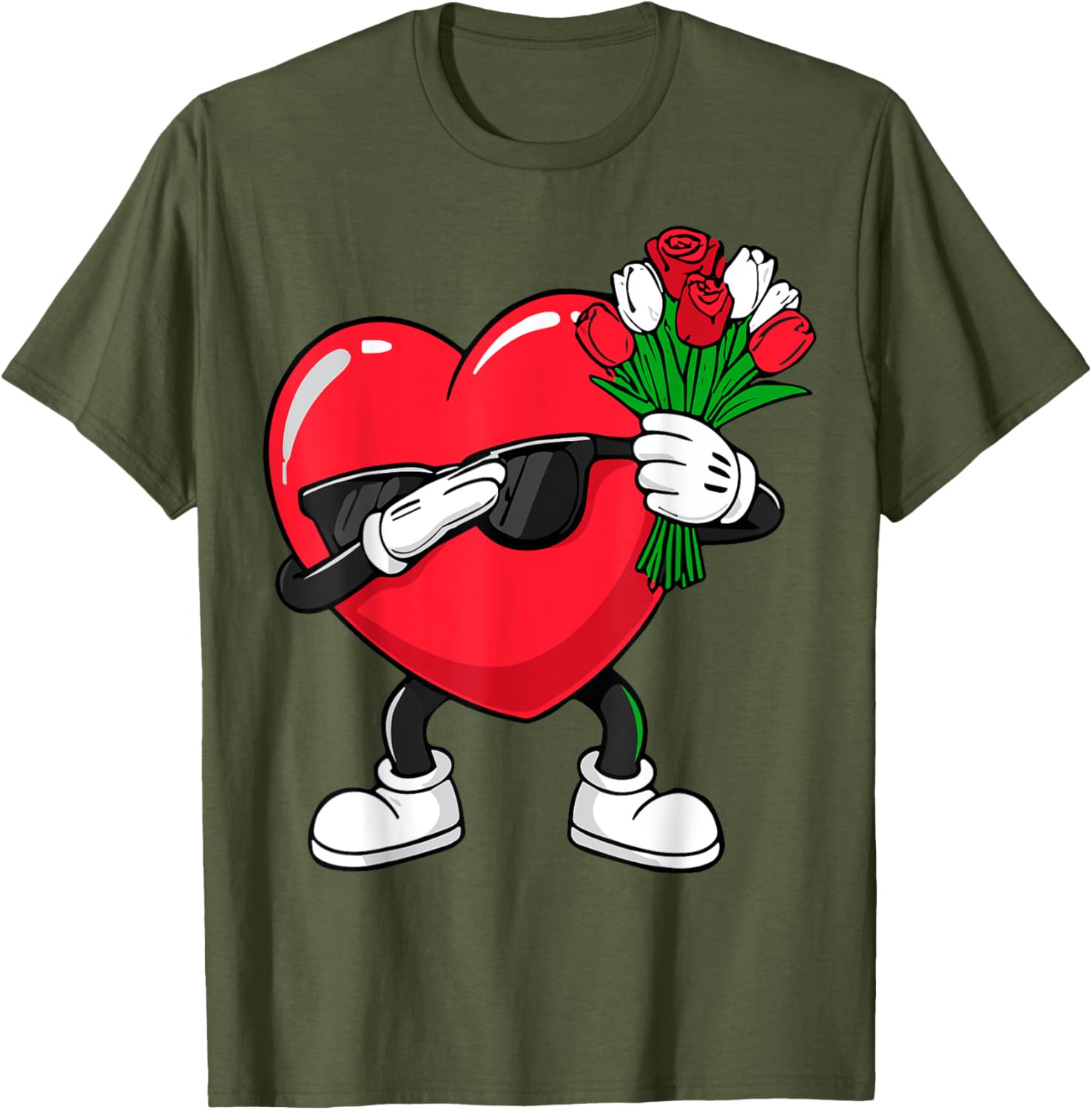 Dabbing Heart Flower Valentine's Day T-Shirt for Fun Loving Hearts - 9