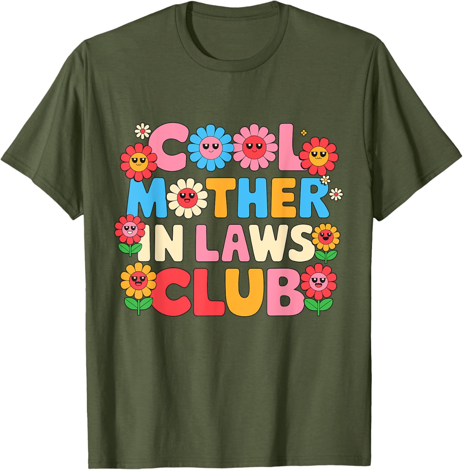 Cool Mother In Laws Club Cheerful Flowers T-Shirt for Happy Moms - 15