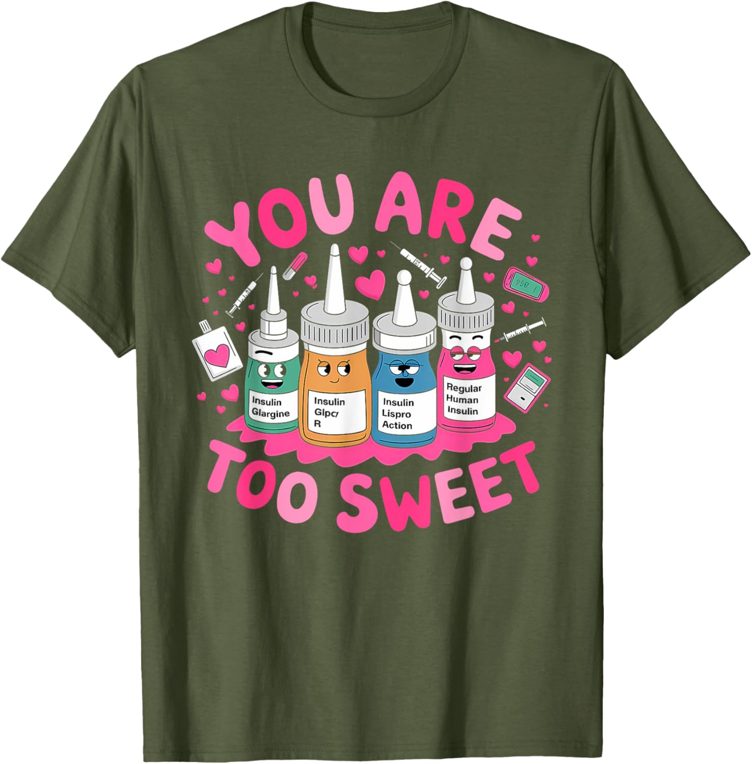 You Are Too Sweet Valentine's Day T-Shirt for ICU NICU PICU ER Nurses - 4