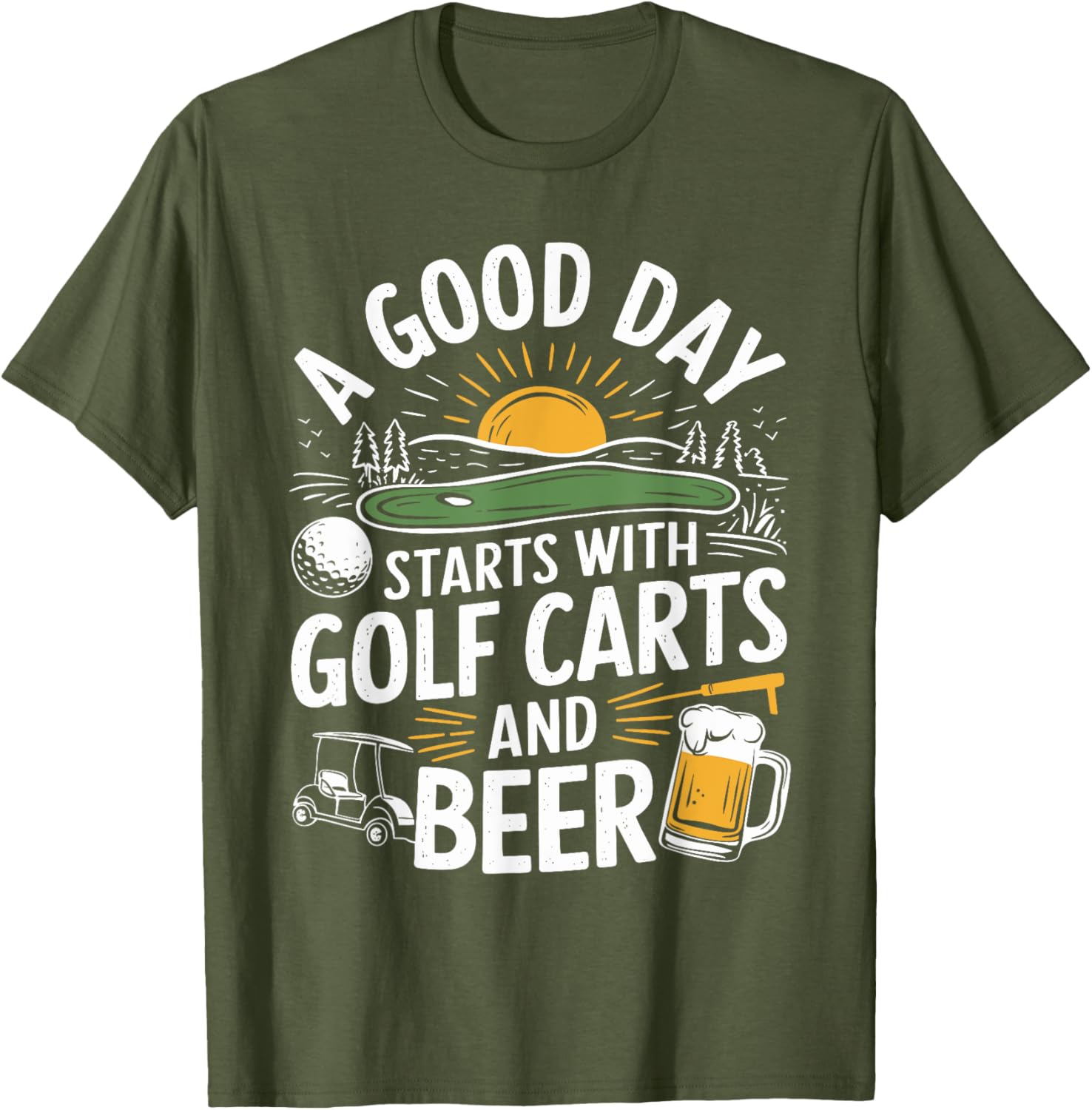 Golf Carts and Beer T-Shirt for Golf Lovers – Perfect Gift for Golfers - 18