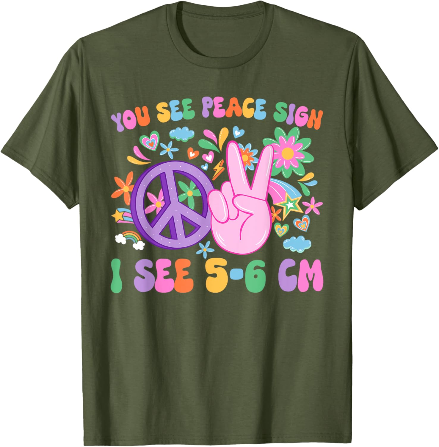 Funny L&D Nurse NICU T-Shirt - You See Peace Sign I See Uterus Design - 2