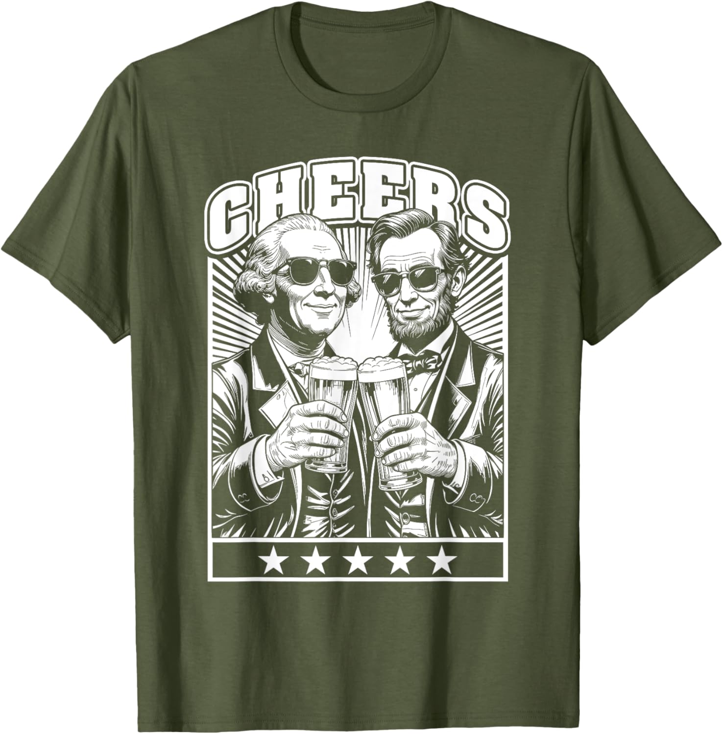 President's Day Lincoln Washington Cheers Beers July 4th T-Shirt - 4