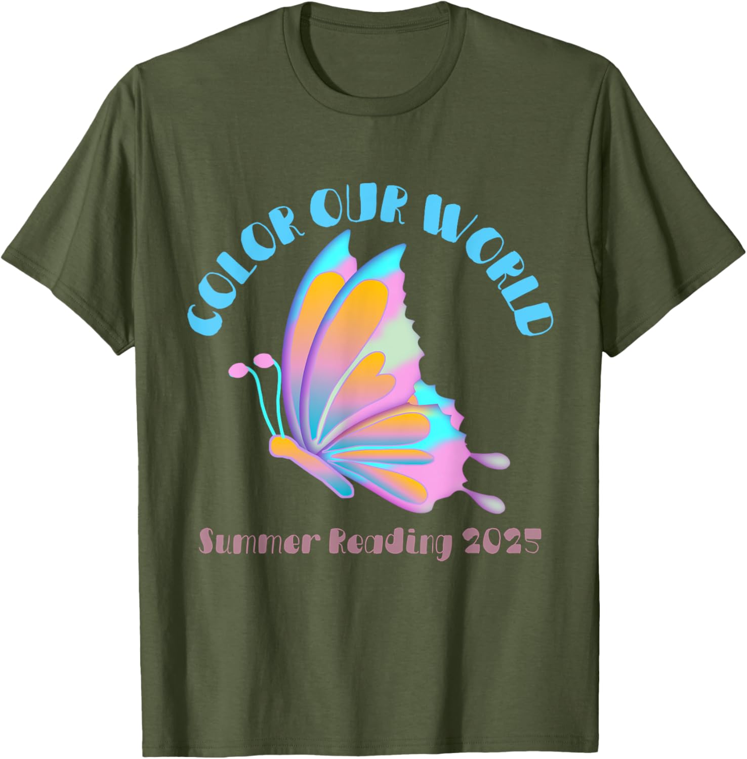 Color Our World Summer 2025 Butterfly T-Shirt for Reading Enthusiasts - 8