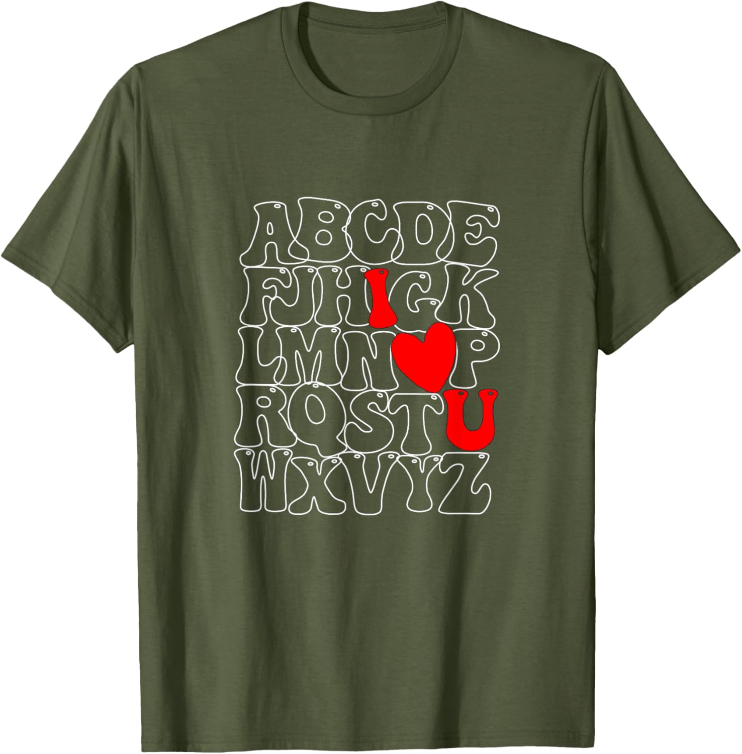 Alphabet ABC I Love You Heart T-Shirt for Valentine's Day Fun Fashion - 3