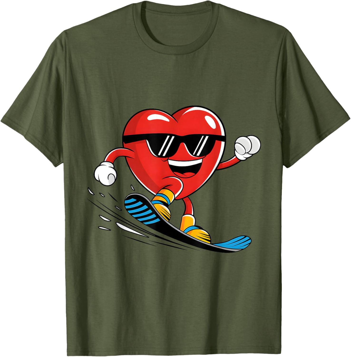 Snowboard Heart Valentine's Day T-Shirt for Boys and Girls Fun Gift - 3