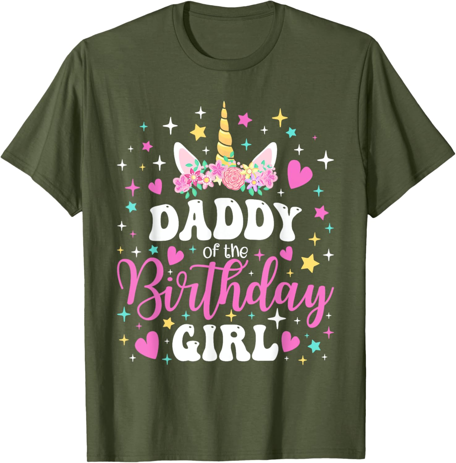 Family Matching Unicorn Daddy T-Shirt for Birthday Girl Celebration - 22