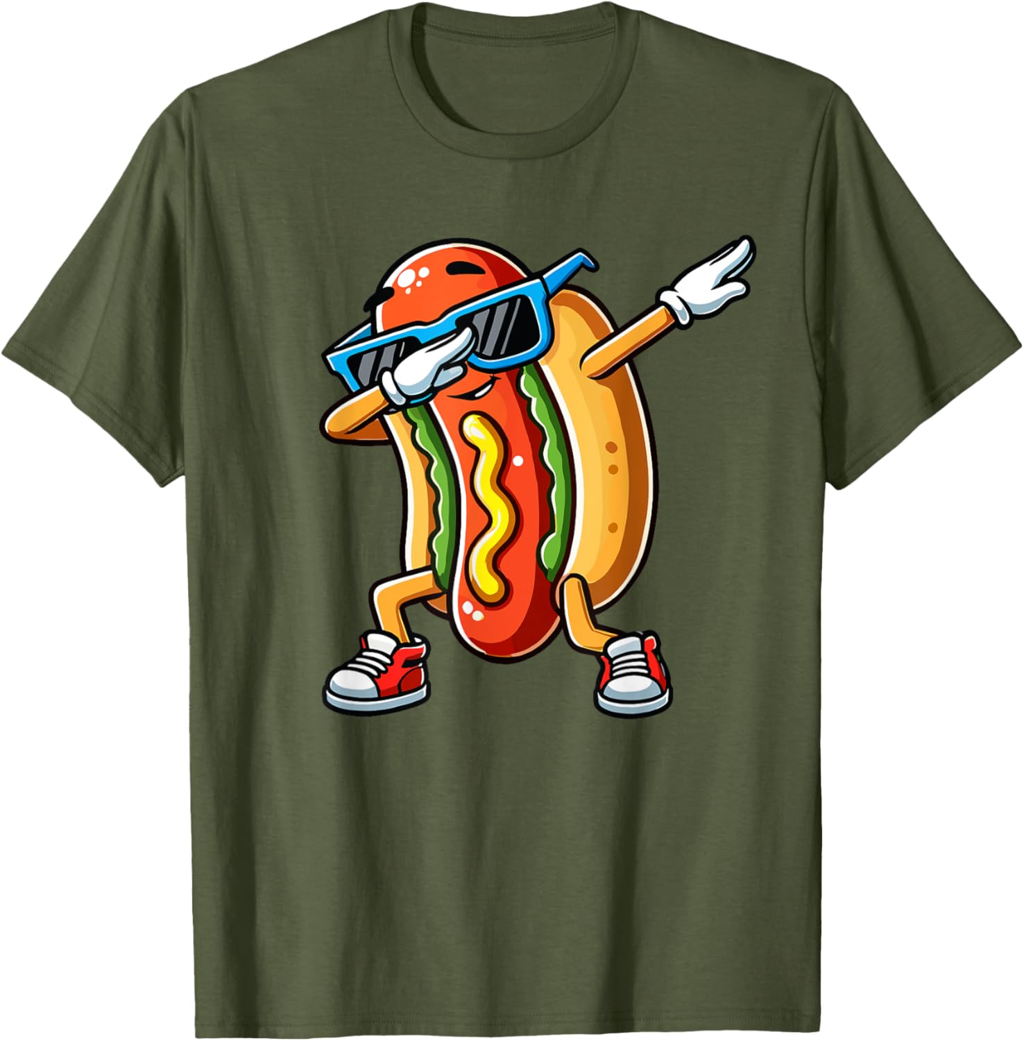 Funny Dabbing Hotdog Sunglasses T-Shirt for Kids Who Love Dogs and Hotdogs - 6